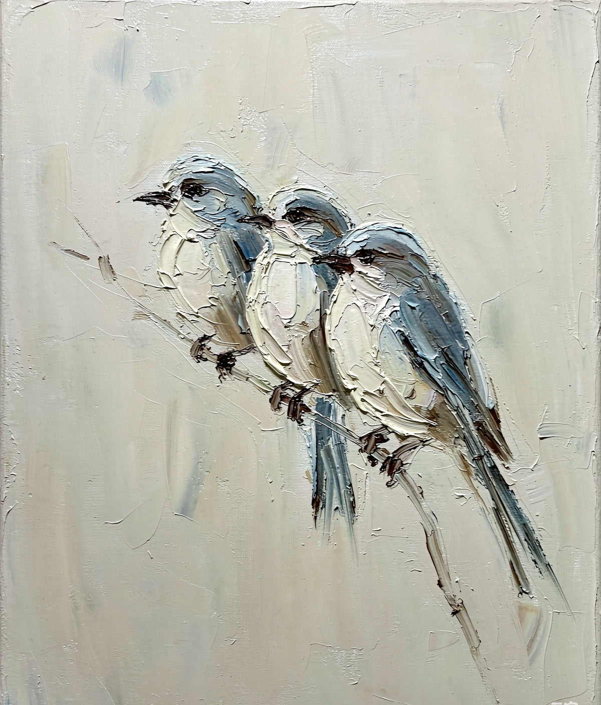 Birds on branch original oil painting