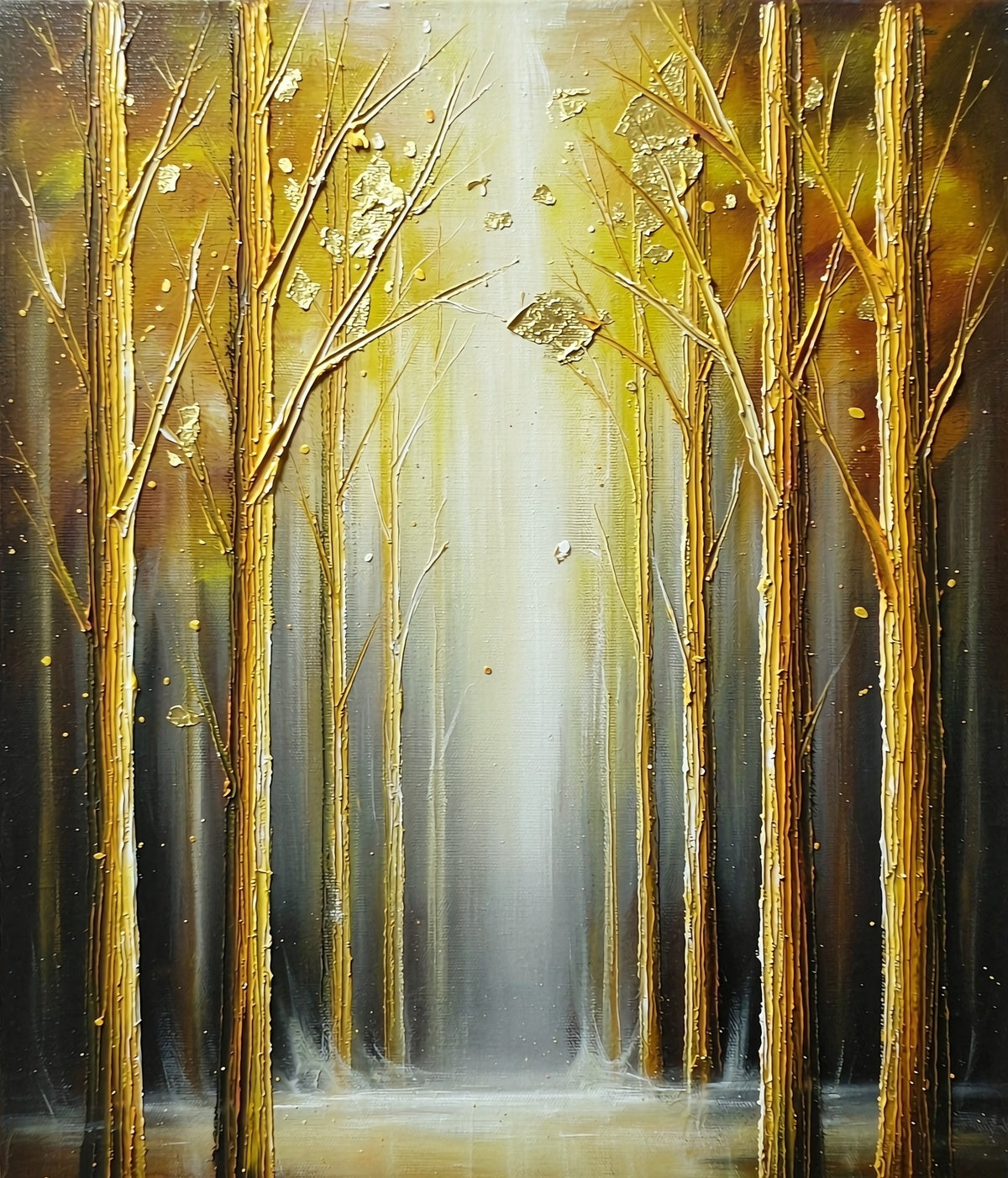 Abstract Art Canvas Paintings golden misty forest