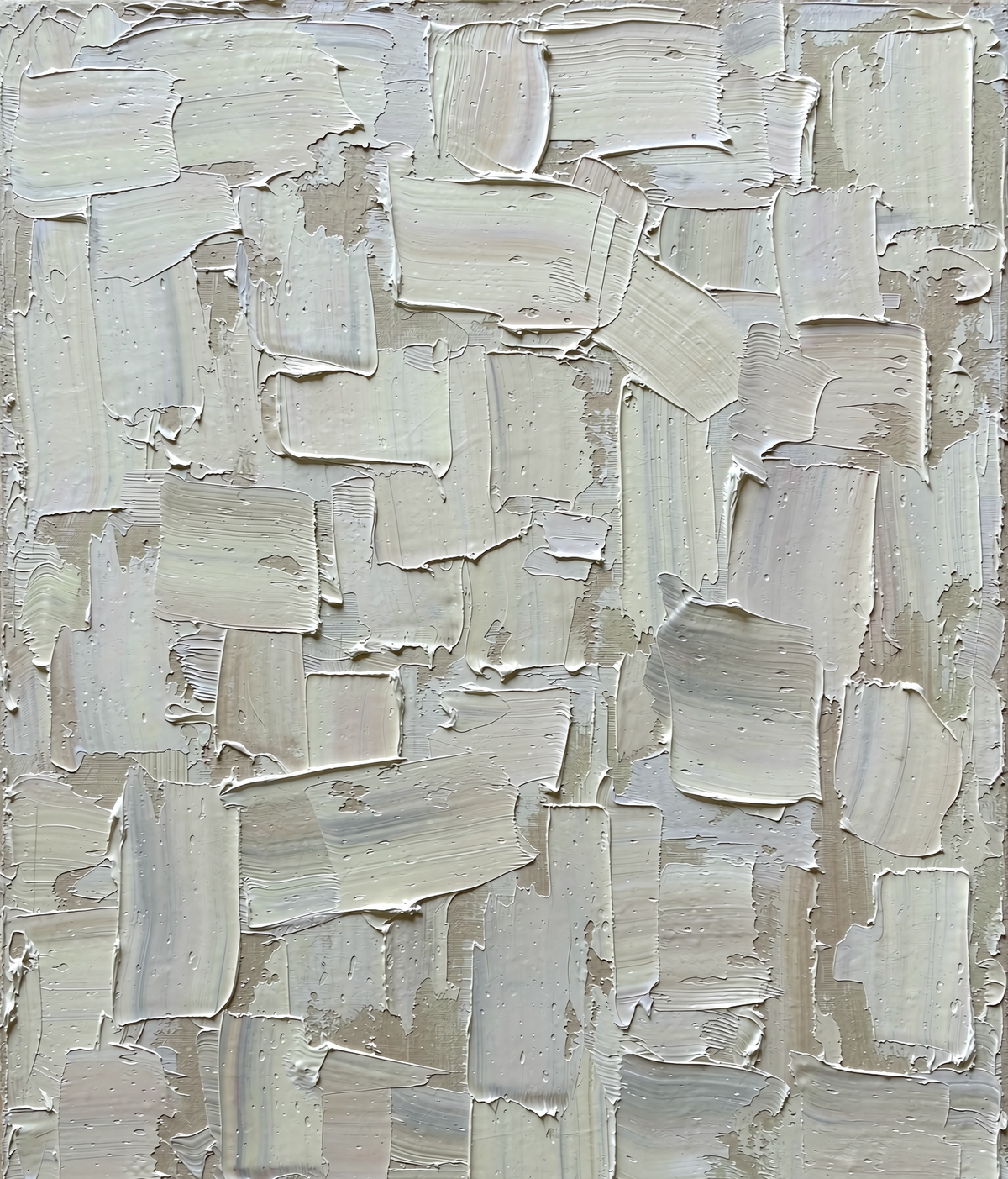 Wabi-sabi off-white abstract artwork with layered ivory texture
