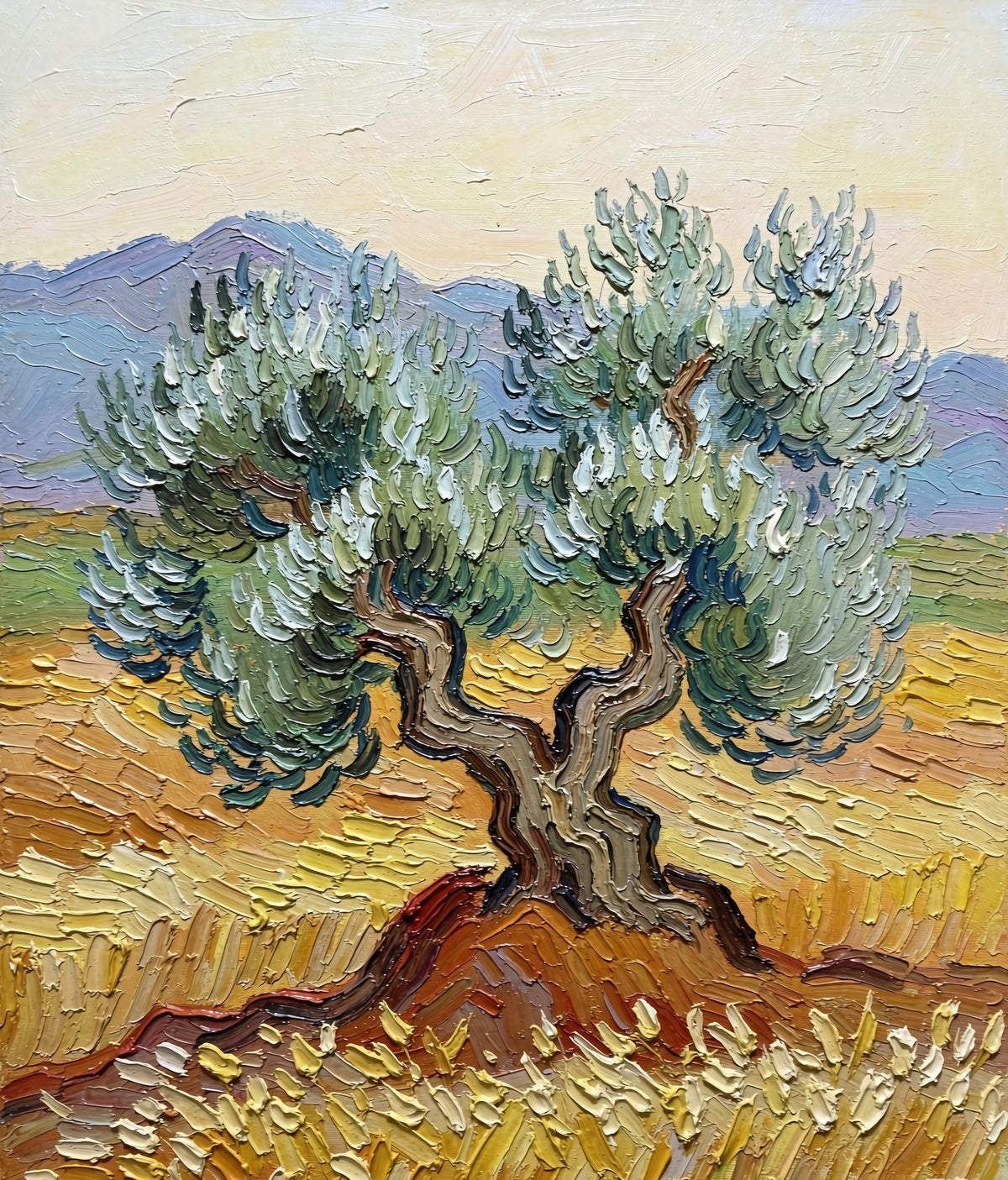 Hand-painted Tuscany olive tree oil painting