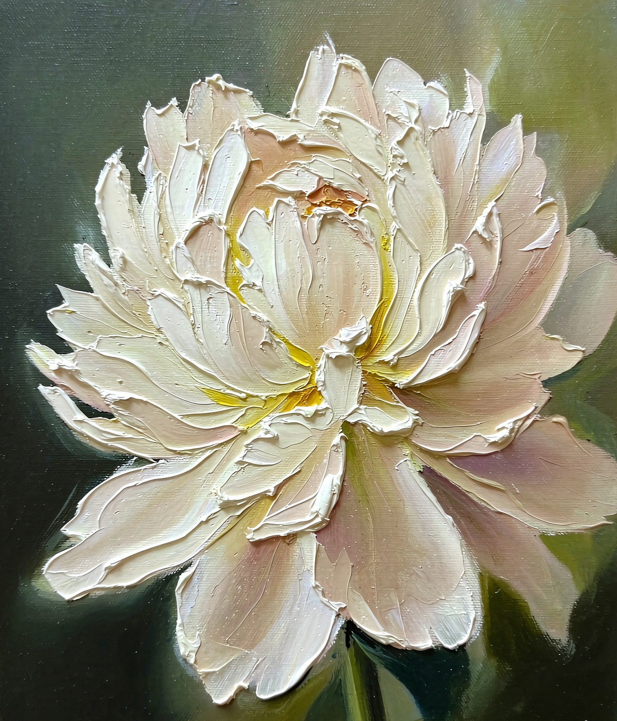 White peony floral painting