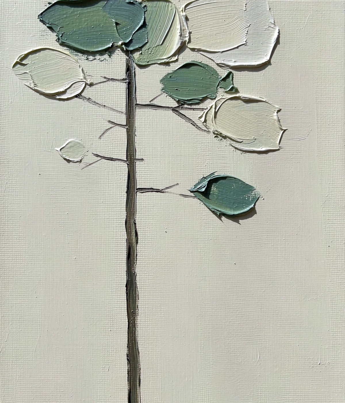 Hand-painted minimal Nordic tree oil painting