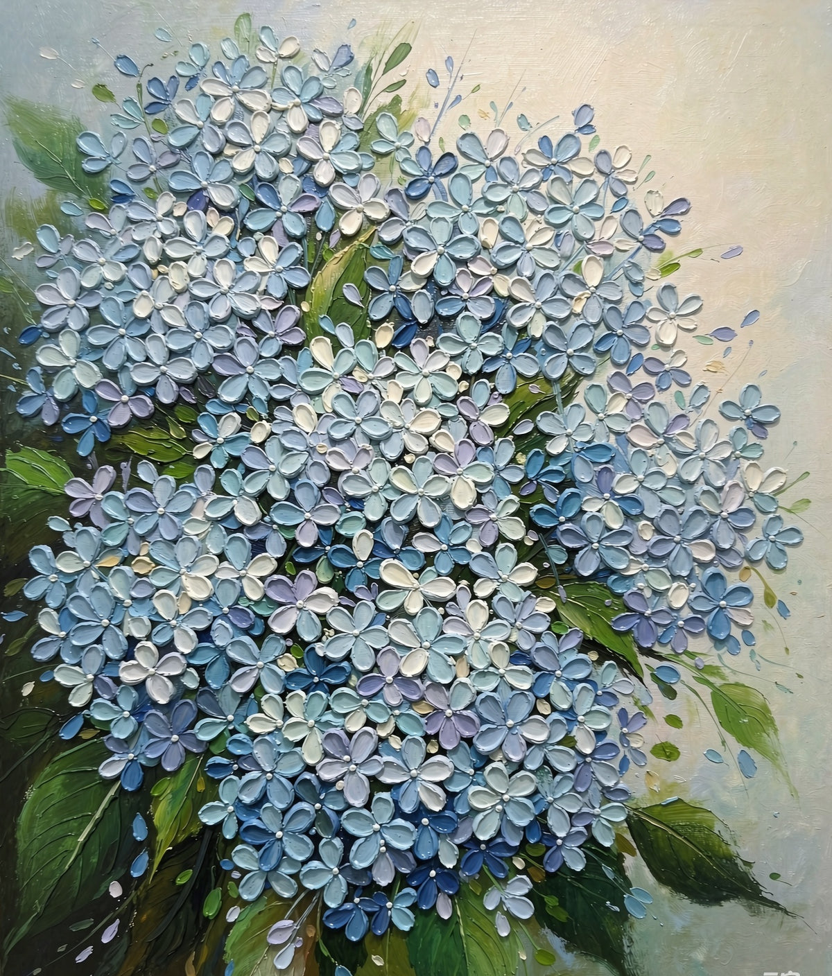 Blue hydrangea floral painting