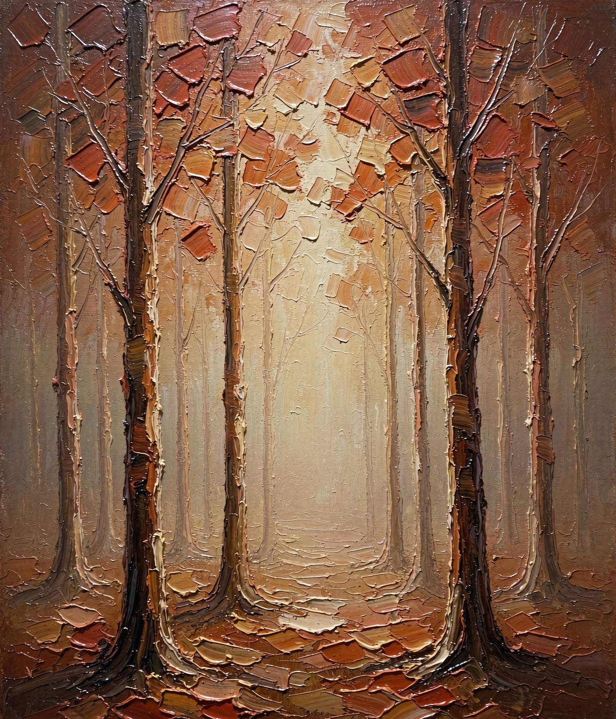 Terracotta misty forest artwork