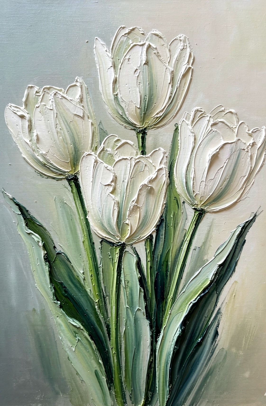 White tulip floral painting