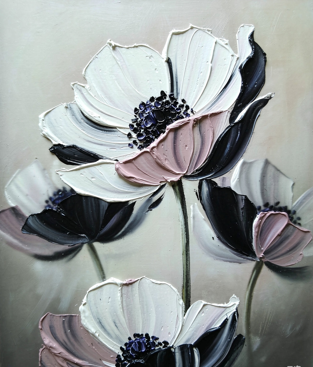 Anemone hand-painted floral oil painting