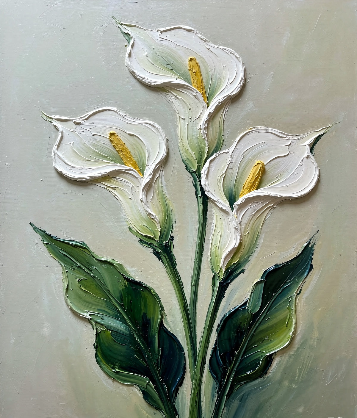 White calla lily hand-painted floral oil painting
