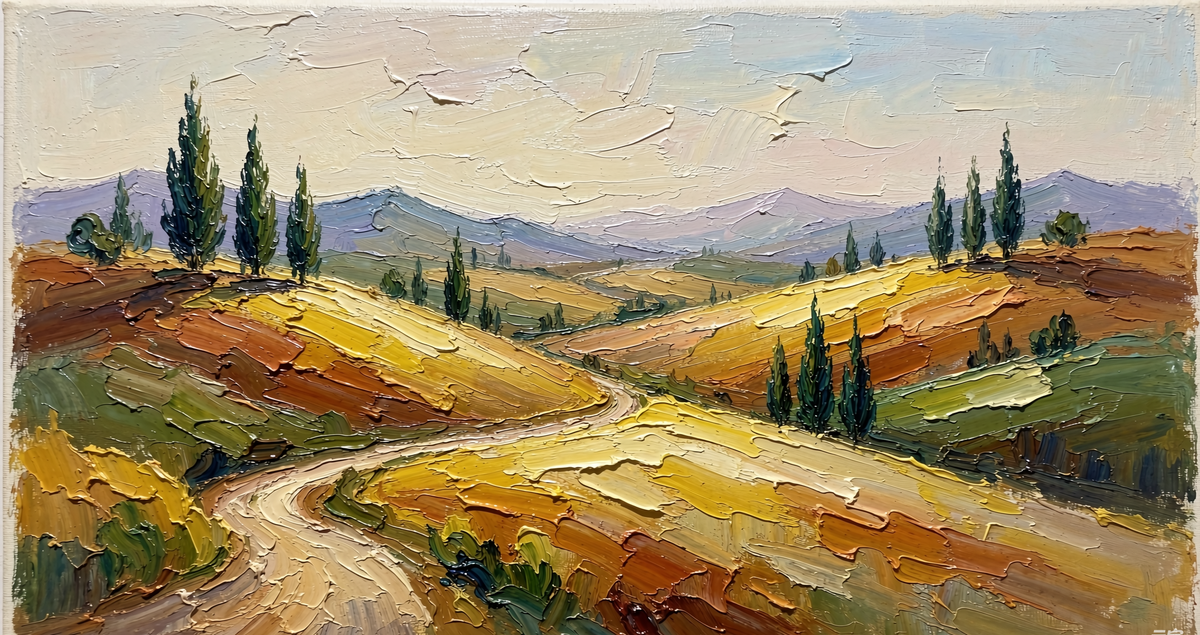 Tuscan hills original oil painting