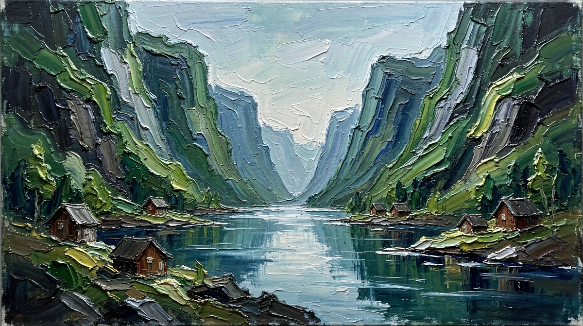 Fjord original oil painting