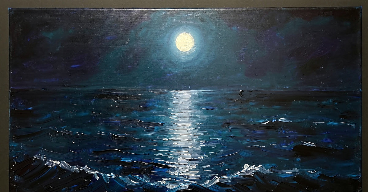 Moonlit sea original oil painting